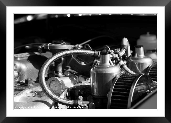Twin SU Carburettors on a Classic Car Engine Framed Mounted Print by Rob Cole