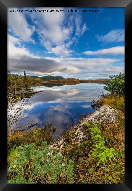 Bodgynydd Lake Snowdonia Framed Print by Adrian Evans