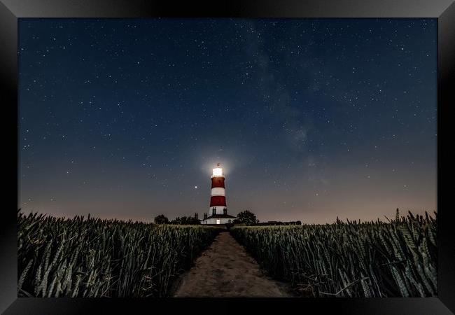 Happisburgh lighthouse under the stars 1 of 2 Framed Print by Gary Pearson