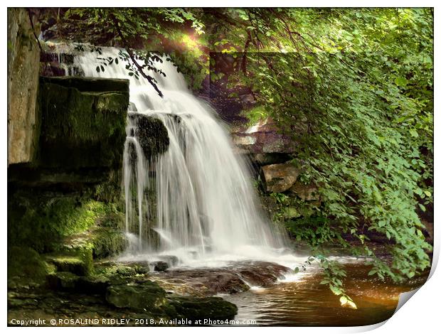 "Shaft of light at the waterfall" Print by ROS RIDLEY