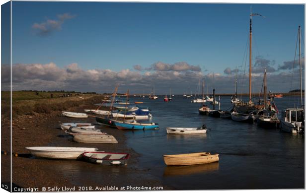 Boats and sky at Wells-next-the-Sea Canvas Print by Sally Lloyd