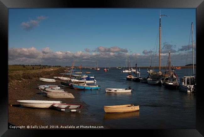 Boats and sky at Wells-next-the-Sea Framed Print by Sally Lloyd