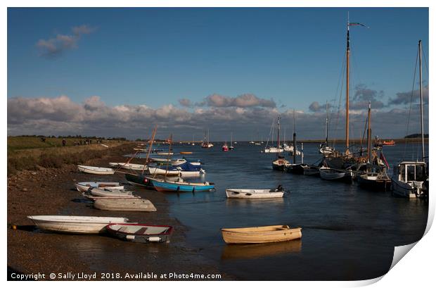Boats and sky at Wells-next-the-Sea Print by Sally Lloyd