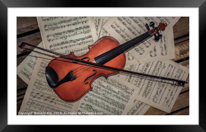 Violin and sheet music Framed Mounted Print by Angela H