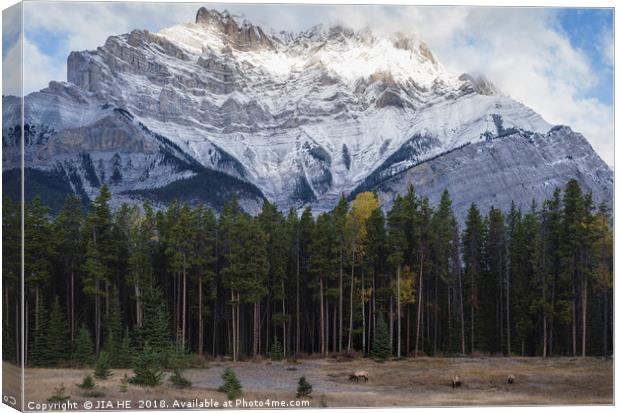 Canadian Rocky Mountains landscape in Autumn Canvas Print by JIA HE