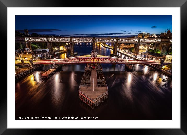 Swing Bridge at Newcastle Framed Mounted Print by Ray Pritchard
