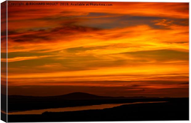 Sunset On The Loughor Estuary Canvas Print by RICHARD MOULT