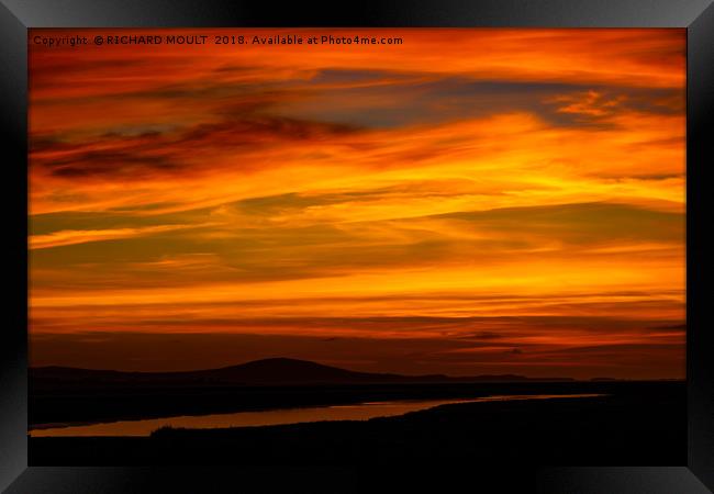 Sunset On The Loughor Estuary Framed Print by RICHARD MOULT