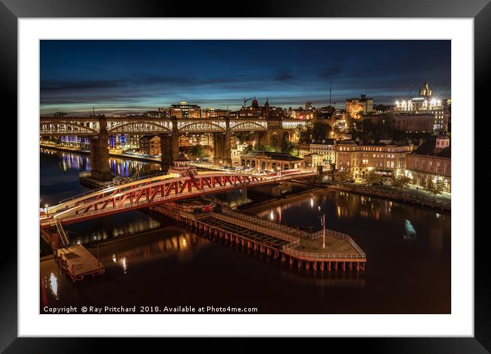 Swing Bridge at Dusk Framed Mounted Print by Ray Pritchard