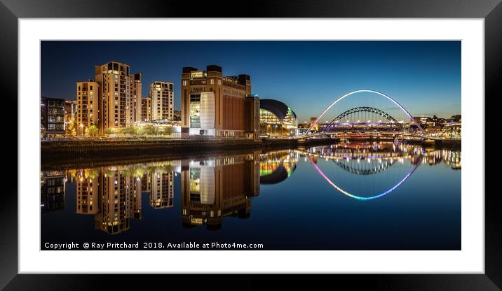 Reflections in the River Tyne Framed Mounted Print by Ray Pritchard