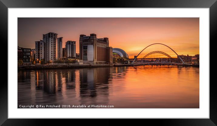 River Tyne Sunset  Framed Mounted Print by Ray Pritchard