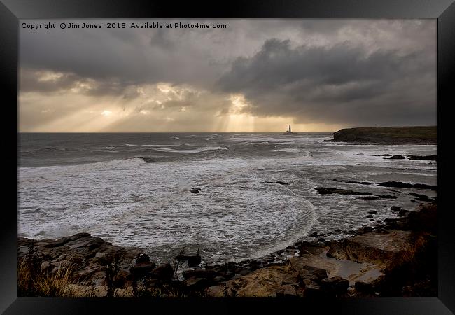 Stormy Northumbrian Morning Framed Print by Jim Jones
