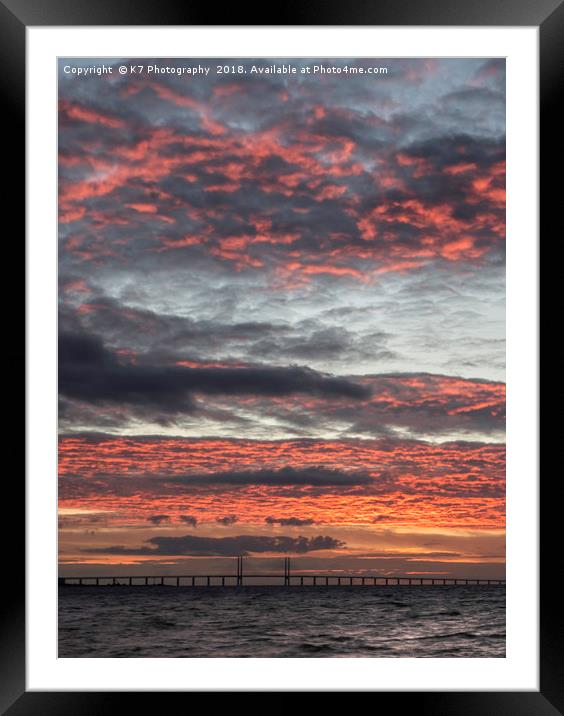 Sunset over the Oresund Strait Framed Mounted Print by K7 Photography