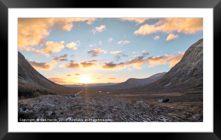 Glencoe Sunrise Framed Mounted Print by Geo Harris