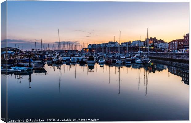 Reflections Ramsgate Inner Harbour Canvas Print by Robin Lee