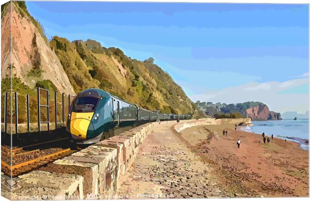 GWR train passing through Teignmouth from Dawlish Canvas Print by Rosie Spooner