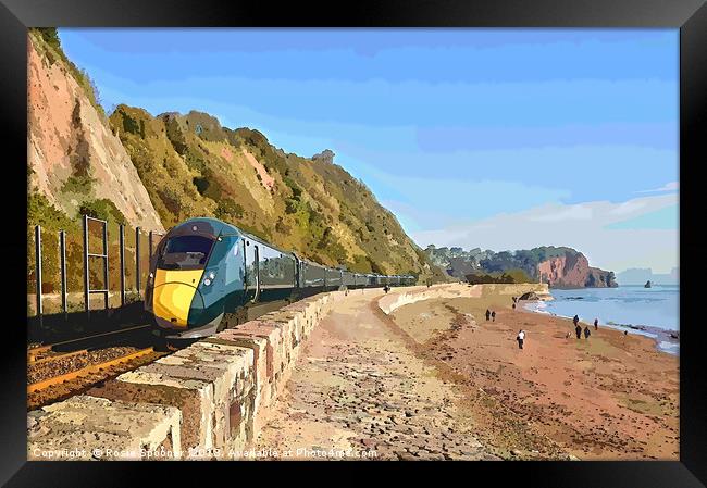 GWR train passing through Teignmouth from Dawlish Framed Print by Rosie Spooner
