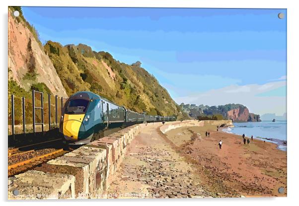 GWR train passing through Teignmouth from Dawlish Acrylic by Rosie Spooner