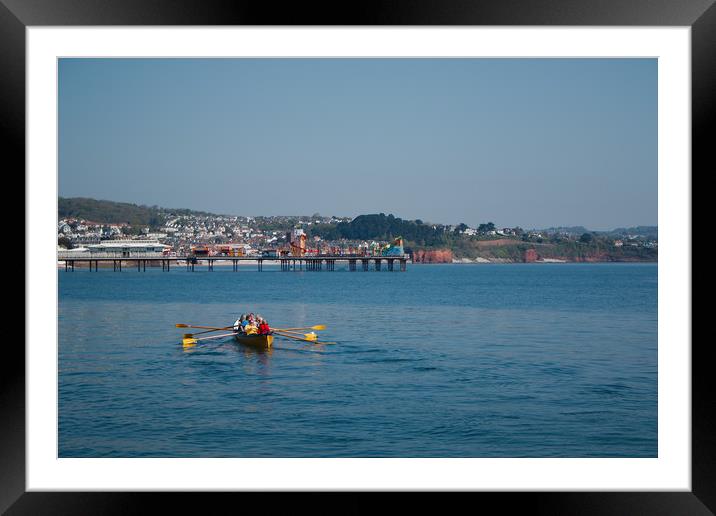 Rowing gig at Paignton Framed Mounted Print by Simon J Beer
