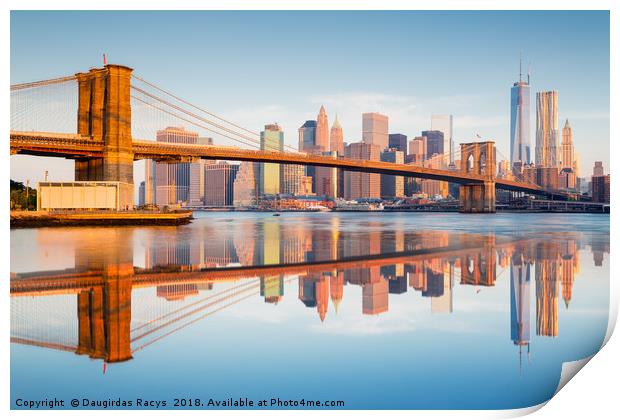 Manhattan bridge at dawn Print by Daugirdas Racys