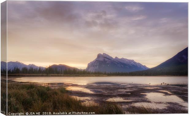 Vermilion lakes sunrise, Banff national park, Albe Canvas Print by JIA HE