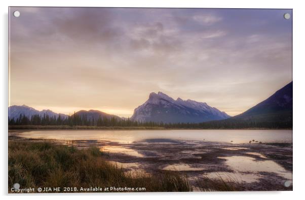 Vermilion lakes sunrise, Banff national park, Albe Acrylic by JIA HE
