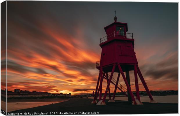 Sunset at Herd Lighthouse Canvas Print by Ray Pritchard