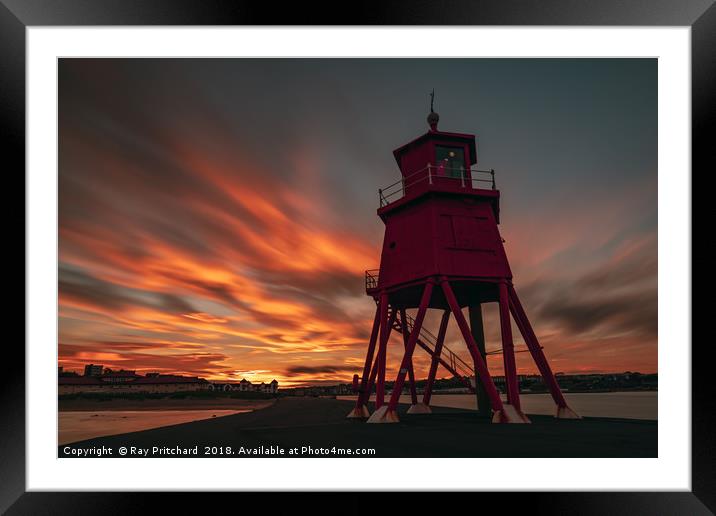 Sunset at Herd Lighthouse Framed Mounted Print by Ray Pritchard