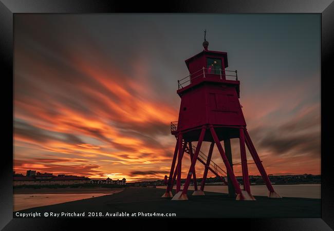 Sunset at Herd Lighthouse Framed Print by Ray Pritchard