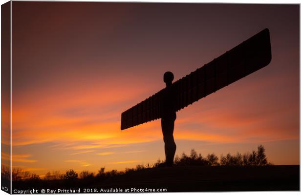 Angel of the North at Sunset Canvas Print by Ray Pritchard