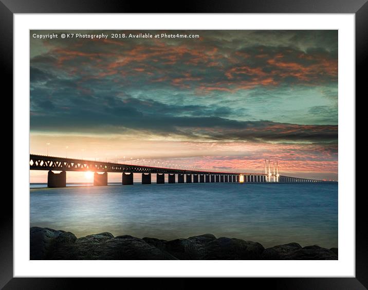 Evening comes to the Oresund Bridge Framed Mounted Print by K7 Photography