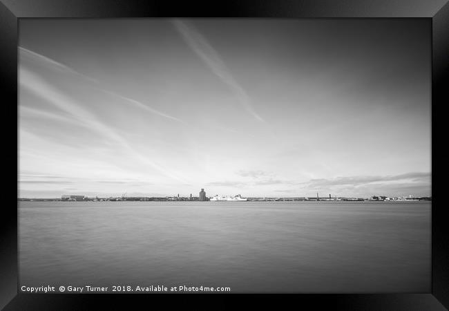 A ferry, across the Mersey Framed Print by Gary Turner