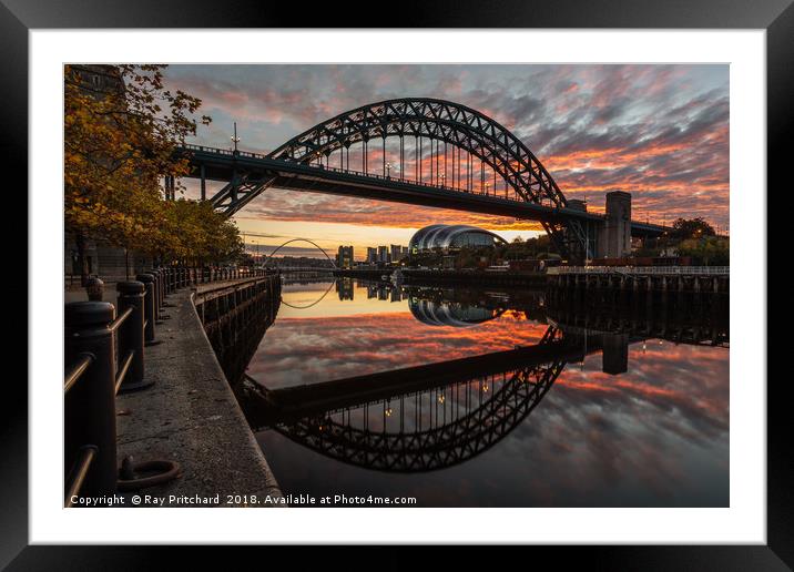 Tyne Bridge Sunrise Reflected  Framed Mounted Print by Ray Pritchard
