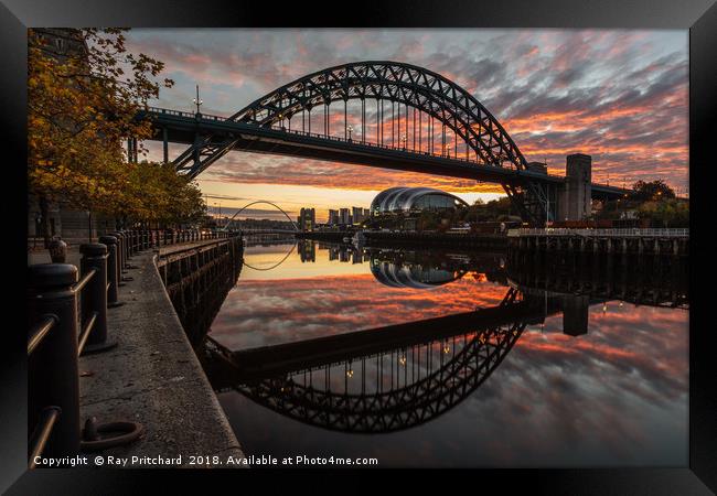 Tyne Bridge Sunrise Reflected  Framed Print by Ray Pritchard