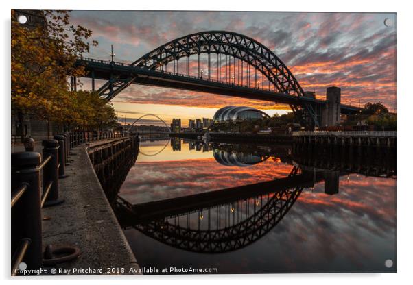 Tyne Bridge Sunrise Reflected  Acrylic by Ray Pritchard
