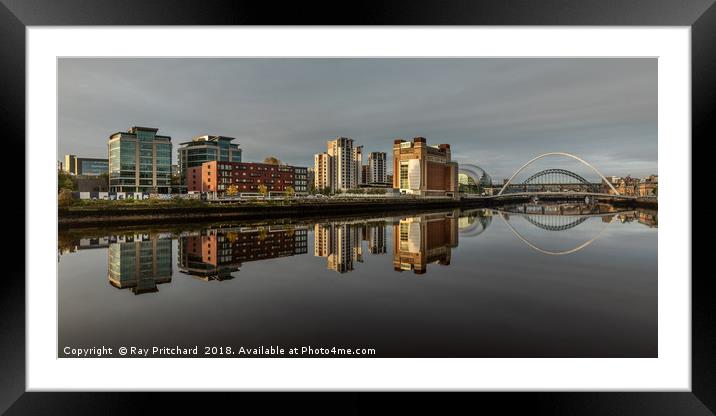 Gateshead Quayside Reflections Framed Mounted Print by Ray Pritchard