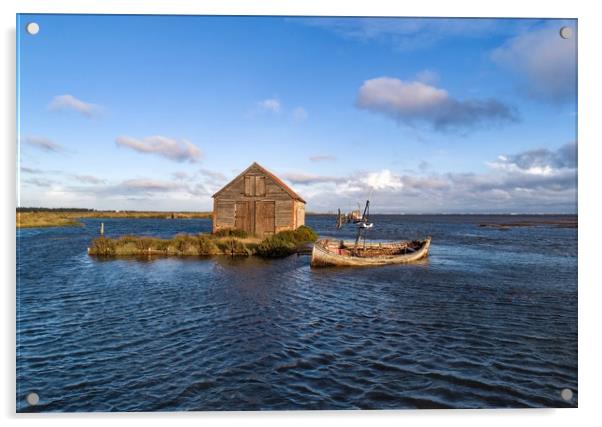 High tide surrounding the old coal barn at Thornha Acrylic by Gary Pearson