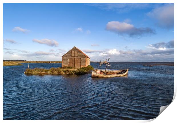 High tide surrounding the old coal barn at Thornha Print by Gary Pearson