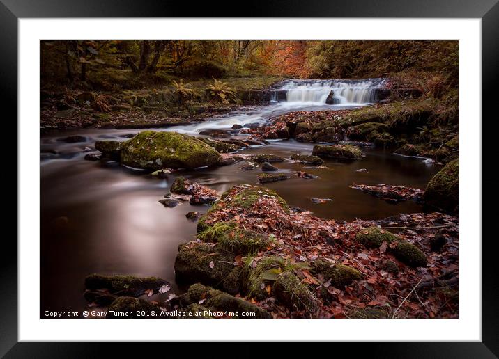 Hebden Water Falls Framed Mounted Print by Gary Turner