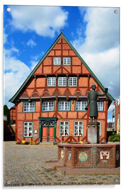 Faerberhaus in Luetjenburg Acrylic by Gisela Scheffbuch