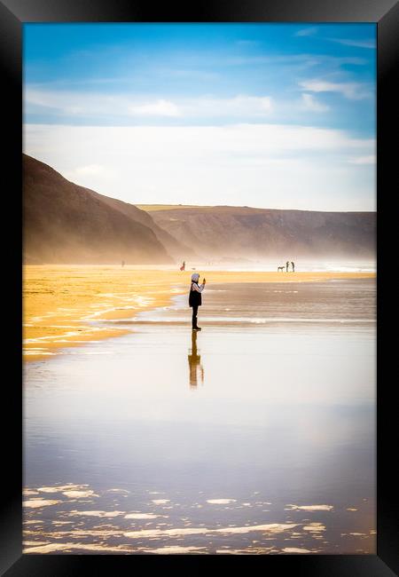 Young Photographer at Chapel Porth Framed Print by Mike Lanning