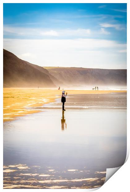 Young Photographer at Chapel Porth Print by Mike Lanning