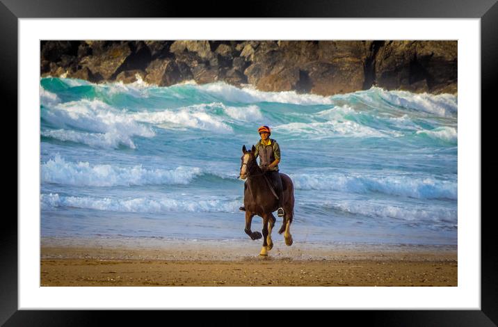 Hacking at Penhale Sands Framed Mounted Print by Mike Lanning