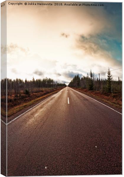 Road Under The Dramatic Sky Canvas Print by Jukka Heinovirta