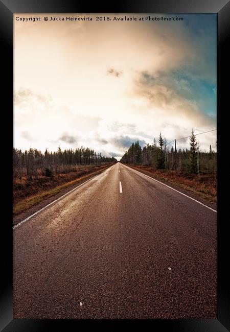 Road Under The Dramatic Sky Framed Print by Jukka Heinovirta