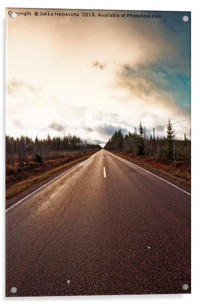 Road Under The Dramatic Sky Acrylic by Jukka Heinovirta