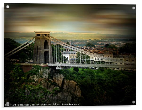 Brunel's Clifton Suspension Bridge Acrylic by Heather Goodwin