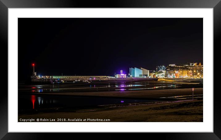 Margate harbour at night Framed Mounted Print by Robin Lee