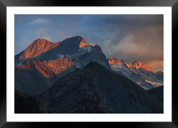 Sunset in french alps Framed Mounted Print by Dalius Baranauskas