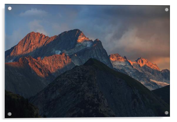 Sunset in french alps Acrylic by Dalius Baranauskas